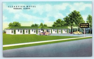 WHEELING, IL Illinois ~ CLEARVIEW MOTEL c1940s Roadside Cook County  Postcard