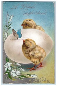 1913 Easter Giant Egg Chicks Butterfly Lily Flowers Portland Oregon OR Postcard