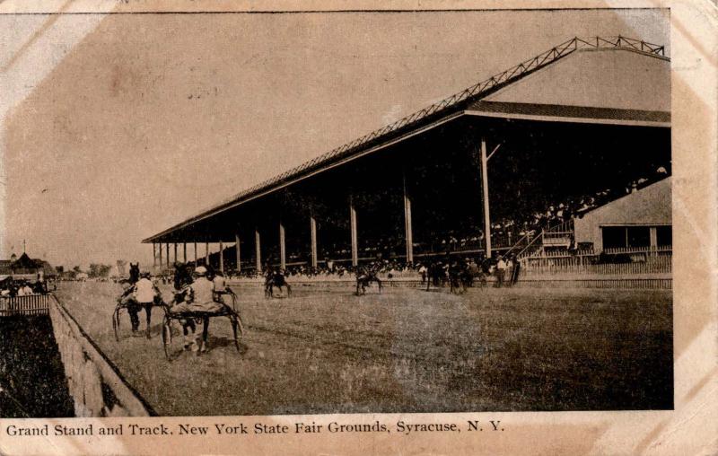 Grand Stand and Track, NY State Fair Grounds Syracuse c1908 Vintage Postcard G01