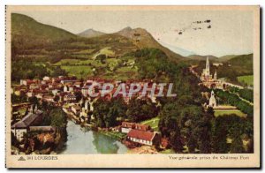 Old Postcard Lourdes General view taken from the Chateau Fort