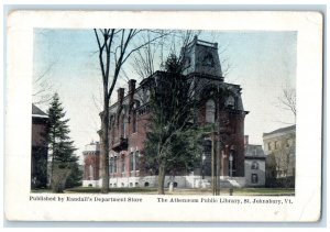 1911 Athenaeum Public Library Exterior Building St. Johnsbury Vermont Postcard