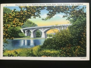 Vintage Postcard 1937 Narrows Bridge Raystown Branch Juniata River Bedford PA
