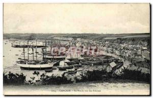 Old Postcard Cancale Houle view the Cliffs Boat