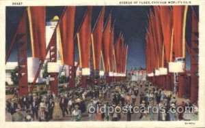 Avenue of Flags 1933 Chicago, Illinois USA Worlds Fair Exposition writing on ...