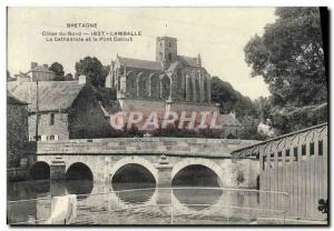 Old Postcard Lamballe cathedral bridge and Calmet
