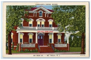 c1940 Carslake's Dining Room High St. Mt. Holly New Jersey NJ Vintage Postcard