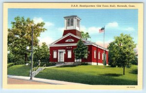 NORWALK, Connecticut CT ~ D.A.R. HEADQUARTERS (Old Town Hall) 1940s Postcard