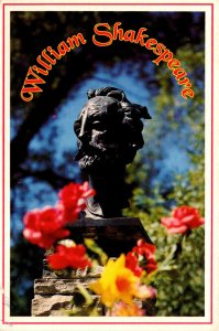 Bust Of William Shakespeare In Shakespearean Gardens Stratford Ontario Canada...