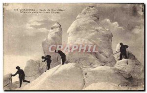 Old Postcard Mountaineering Route Chamonix Mont Blanc Seracs ice of the large...