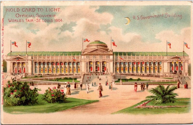 U.S. Government Building Hold to Light, 1904 World's Fair Souvenir Postcard J09