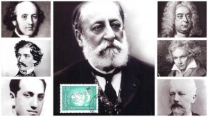 Lot of 7 maxi cards Switzerland famous music composers historical figures