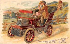Romance Driving Car Automobile Cupid Antique Postcard J51090 