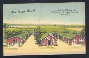 AUGUSTA GEORGIA GA. THE DIXIE COURT VINTAGE MOTEL LINEN ADVERTISING POSTCARD