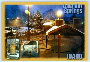 LAVA HOT SPRINGS, Idaho ID ~ Winter Evening HOT POOLS - 2000  -  4x6 Postcard