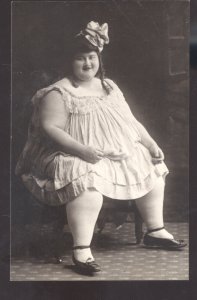 VERY FAT WOMAN TWO TON TESSIE GIRL POSTCARD