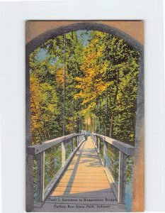 Postcard Trail 1, Entrance to Suspension Bridge, Turkey Run State Park, Indiana