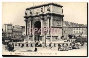 Old Postcard Aix Marseille The Place and the Arc de Triomphe