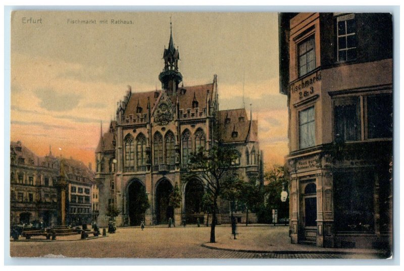 c1910 Erfurt Fish Market Town Hall Thuringia Germany Posted Vintage Postcard