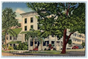 c1940's Hotel Deermont & Restaurant Classic Cars St. Petersburg Florida Postcard