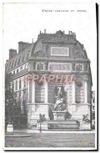 Old Postcard Paris Fountain St Michel