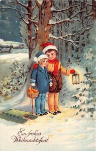 BG20043 children with sledge christmas weihnachten germany