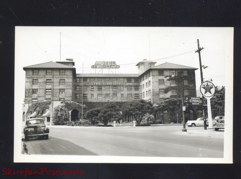 RPPC LEWISTON IDAHO LEWIS CLARK HOTEL 1940's CARS VINTAGE REAL PHOTO POSTCARD