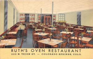 E32/ Colorado Springs Postcard Linen Ruth's Oven Restaurant Interior