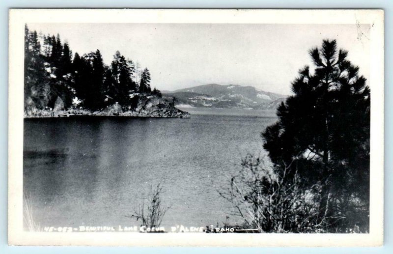 RPPC  COEUR d'ALENE, Idaho ID  View of BEAUTIFUL LAKE 1948  Postcard