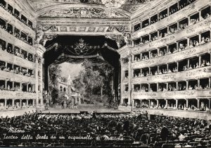 Postcard Milano Teatro Della Scala Da Un Acquarello Di Matinia Milan Italy
