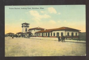 EAST MERIDIAN MISSISSIPPI RAILROAD DEPOT TRAIN STATION 1912 VINTAGE POSTCARD