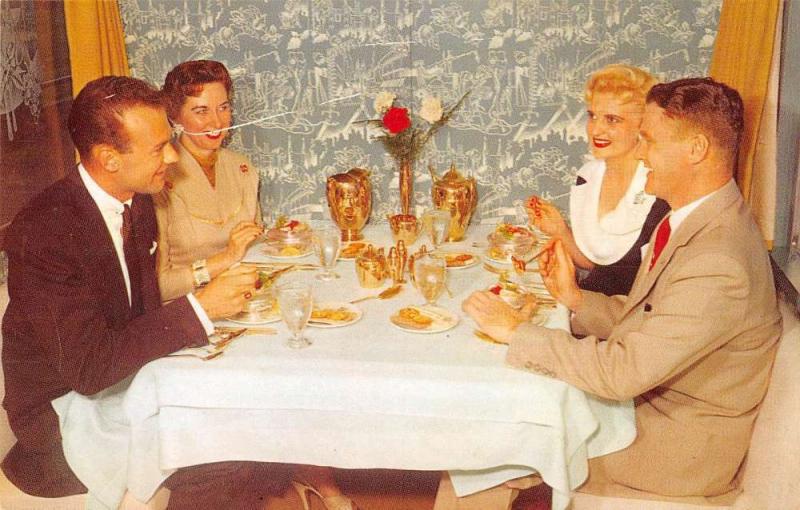 Pacific Railroad Gold Room Dining Train Car Vintage Postcard K61795