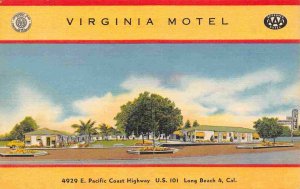 Virginia Motel US 101 Pacific Coast Highway Long Beach California linen postcard