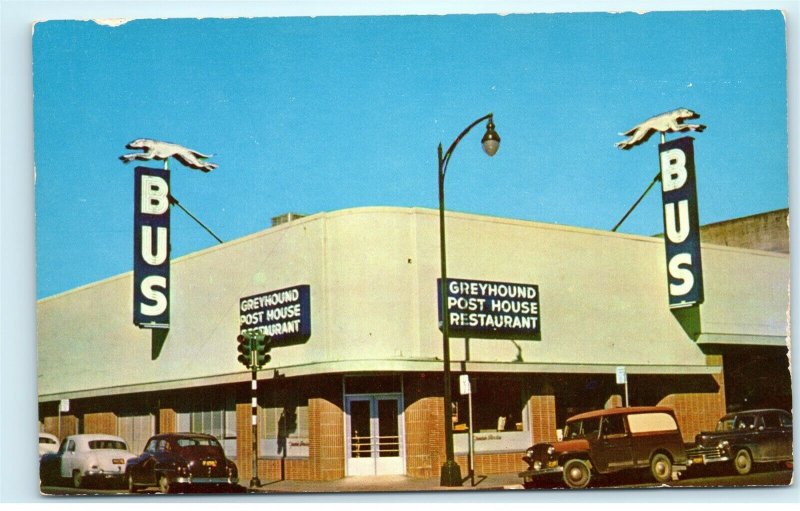 Santa Rosa California CA Greyhound Bus Depot Post House Restaurant Postcard E44