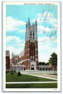 1934 Duke University Chapel Exterior Building Durham North Carolina NC Postcard