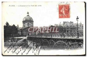 Postcard Old Paris Institute and the Pont des Arts