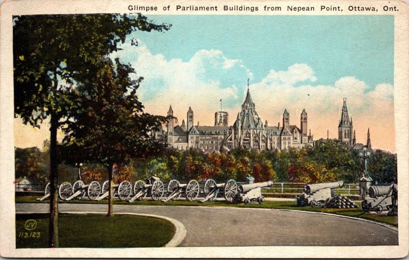 Parliament Building Nepean Point Ottawa Ontario Ont Canon Valentine Postcard