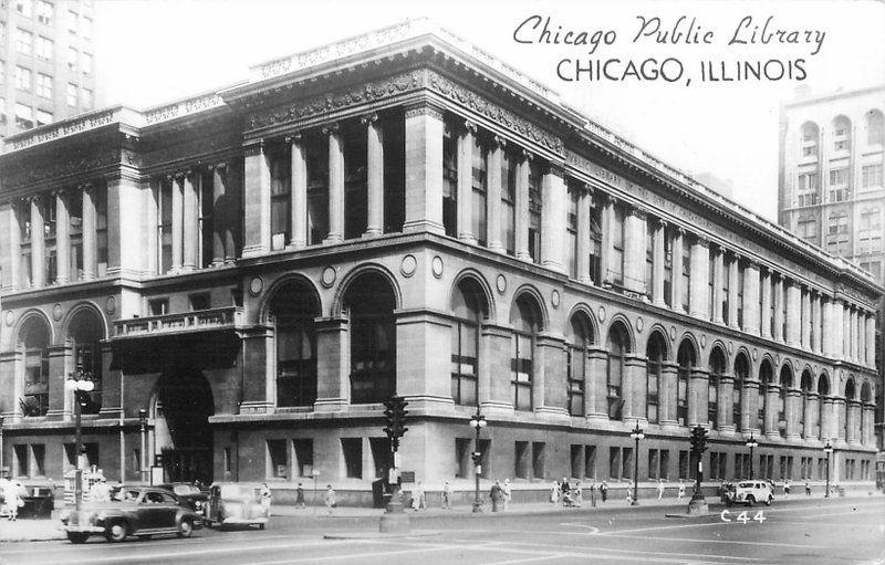 Autos CHICAGO ILLINOIS 1940s Public Library Groganized RPPC real photo 4047