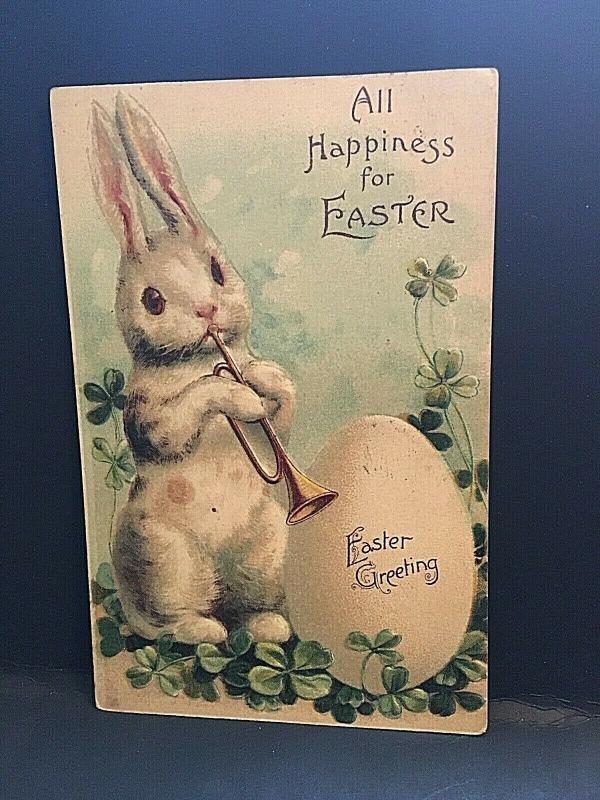 Postcard Embossed 1908 Easter Greeting with Bunny & Egg.  U2