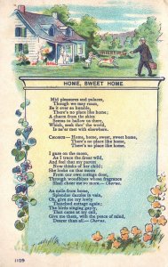 Vintage Postcard 1910's Home Sweet Home Poem Card Coming Home From Work