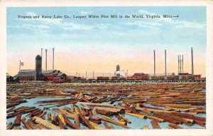 Virginia Rainey Lake Lumber Mill White Pine Logging Minnesota 1920s postcard