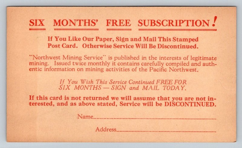Northwest Mines Investment Co.   Spokane  Washington   Postcard