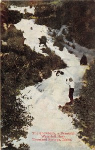 H43/ Thousand Springs Idaho Postcard c1910 A Snowbank Climbing Waterfall