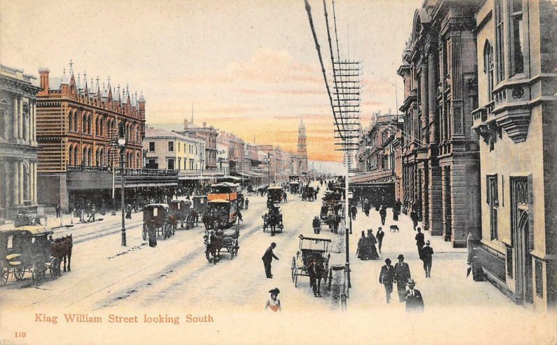 King William Street Scene, Adelaide, South Australia ca 1907 Vintage Postcard