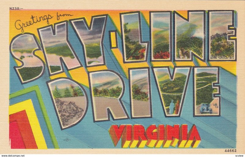 Large Letter Greetings , SKY LINE DRIVE , Virginia , 30-40s