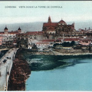 c1910s Cordoba Spain Postcard Roman Bridge Mezquita Mosque Hauser Menet River