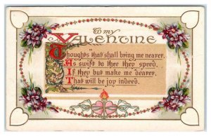 ARTS & CRAFTS VALENTINE That Will Be Joy Indeed c1910s Embossed  Postcard