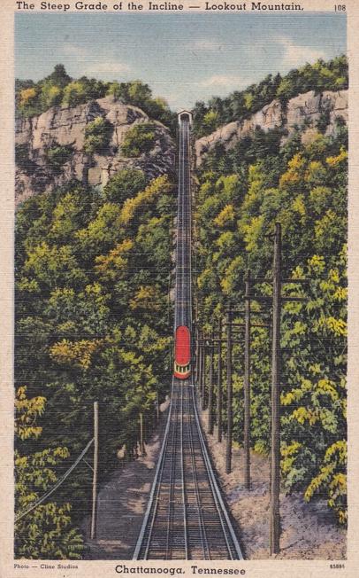 Chattanooga TN Tennessee Steep Incline Railroad on Lookout Mountain pm 1945