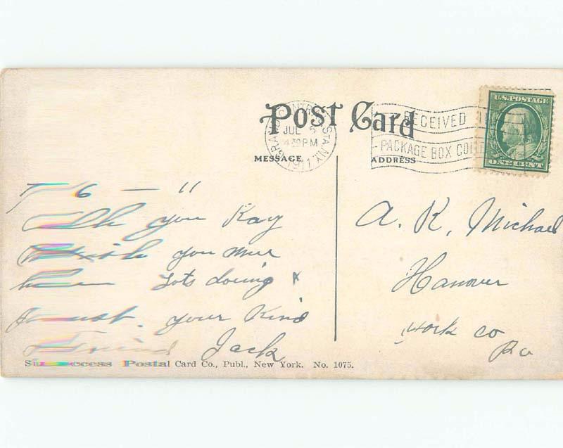 D-back FIREMEN USE ANTIQUE FIRE ENGINES Postmarked New York City NY E9730