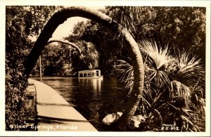 RPPC Silver Springs Florida FL Bent Palms Canal Boats Postcard 1950