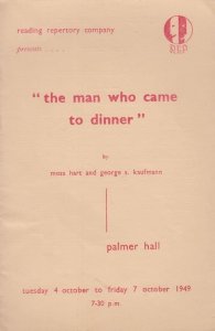 The Man Who Came To Dinner Reading Repertory Company Berkshire Theatre Programme